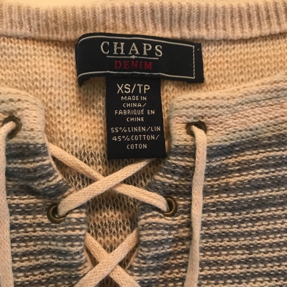 CHAPS LINEN COTTON BLEND TOP SIZE XS - Picture 3 of 4